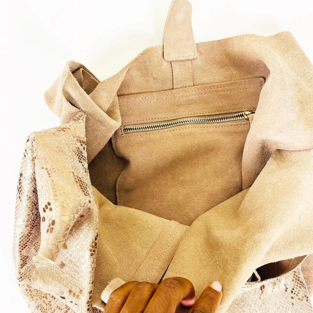 2/$30 Accessorize Metallic Snakeskin Hobo Bag